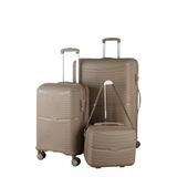 MÇS V379 Aura PP Valiz Seti, 55 cm + 75 cm + Makyaj Çantası, Şampanya