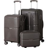 MÇS V379 Aura Y.üretim Pp Valiz 55 cm + 65 cm + Makyaj Siyah Set - Acı Kahve