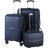 MÇS V379 Aura Y.üretim Pp Valiz 55 cm + 65 cm + Makyaj Siyah Set - Lacivert