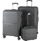 MÇS V379 Aura Y.üretim Pp Valiz 65 cm + 75 cm + Makyaj Set - Gri