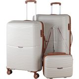 MÇS V379 AURA Y.ÜRETİM PP VALİZ 65 CM + 75 CM + MAKYAJ SET - Kemik - Kahverengi