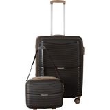 MÇS V379 Aura Y.üretim Pp Valiz 65 cm + Makyaj Siyah Set