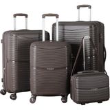 MÇS V379 Aura Y.üretim Pp Valiz Set + Makyaj Kemik/gri Set - Acı Kahve