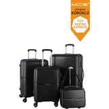 MÇS V379 Aura Y.üretim Pp Valiz Set + Makyaj Kemik/gri Set - Siyah