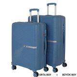Mçs Valiz Büyük Ve Orta Kırılmaz Pp Silikon Sky Blue