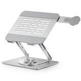 McStorey 2'si 1 Arada Laptop Standı, Karbon Çelik 360° Döner Yükseklik Ayarlı, Gizlenebilir MagSafe Uyumlu Telefon Tutuculu Notebook Standı, MacBook Uyumlu, 17.3 İnçe Kadar Gümüş