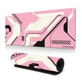 McStorey 90x40 cm Mouse Pad, Cyber Pembe Desenli Büyük Mouse Pad, Kaymaz Kauçuk Tabanlı, Dikişli Kenarlı 3 mm Klavye ve Mouse Altlığı, Desk Mat