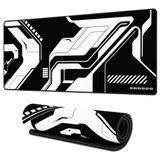 McStorey 90x40 cm Mouse Pad, Mono Tech Siyah Beyaz Desenli Büyük Mouse Pad, Kaymaz Kauçuk Tabanlı, Dikişli Kenarlı 3 mm Klavye ve Mouse Altlığı, Desk Mat