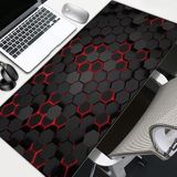 McStorey 90x40 cm Mouse Pad, Neon Kırmızı Petek Desenli Büyük Mouse Pad, Kaymaz Kauçuk Tabanlı, Dikişli Kenarlı 3 mm Klavye ve Mouse Altlığı, XXL Desk Mat