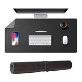 McStorey 90x45 cm Siyah Çift Taraflı Deri Desk Mat, Geniş PU Deri Masa Sümeni ve Masa Koruyucu, Suya Dayanıklı Kolay Silinebilir 2 mm Rulo Yapılabilir Ofis Mouse Pad