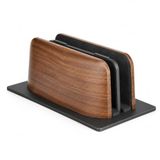 McStorey Ahşap Dikey Laptop Standı, Çift Yuvalı 2 Cihazlık MacBook ve Notebook Tutucu, Masaüstü Organizer, Kaymaz Tabanlı Ahşap Metal Bilgisayar Standı Kahverengi