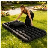 McStorey Araç Arka Koltuk Şişme Yatak 130x70x10 cm Elektrikli Pompalı, Araç İçi Kamp ve Seyahat Hava Yatağı, PVC Flok Kumaş, 2 Boyun Yastığı ve Taşıma Çantalı Siyah