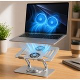 McStorey Çift Fanlı Laptop Standı, 360° Döner Metal Notebook Standı, Yükseklik ve Açı Ayarlı Katlanabilir Dizüstü Bilgisayar Sehpası, USB Soğutuculu, Tablet Uyumlu, Gümüş