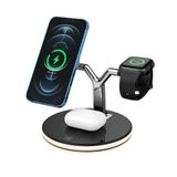 McStorey iPhone MagSafe Uyumlu Kablosuz Şarj Aleti İstasyonu AirPods Watch Wireless Hızlı Şarj Siyah 3in1 Siyah