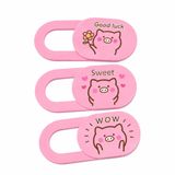McStorey Kamera Kapatıcı 3'lü Set, Ultra İnce 0.8 mm Sürgülü Webcam Cover, Güçlü 3M Yapışkanlı Laptop Tablet Telefon MacBook iPad Uyumlu Kamera Gizlilik Kapağı, Pig Desenli Pembe