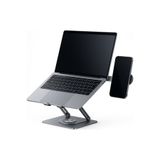 Mcstorey Laptop Stand Karbon Çelik 360° Döner Ergonomik Yükseklik Ayarlı Soğutucu MagSafe Telefon Tutucu Gri