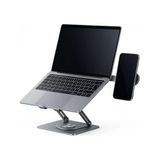 Mcstorey Laptop Stand Karbon Çelik 360° Döner Ergonomik Yükseklik Ayarlı Soğutucu Magsafe Uyumlu Telefon Tutuculu Gizlenebilir Notebook Tablet U