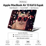 McStorey MacBook Air 13 İnç Kılıf A1369 A1466 Uyumlu (2010–2017) Lazer Baskılı Kedi Desenli Sert Kapak Koruyucu Hard Case R-177