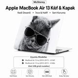 McStorey MacBook Air 13 İnç Kılıf A1369 A1466 Uyumlu (2010–2017) Lazer Baskılı Kedi Desenli Sert Kapak Koruyucu Hard Case R-178