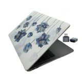 McStorey MacBook Air 13 İnç Kılıf A1932 A2179 A2337 M1 Uyumlu Hard Case Sert Koruyucu Laptop Kılıfı Mavi Çiçek Desenli