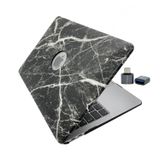 McStorey MacBook Air 13 İnç Kılıf A1932 A2179 A2337 M1 Uyumlu Hard Case Sert Koruyucu Laptop Kılıfı Siyah Mermer Desenli
