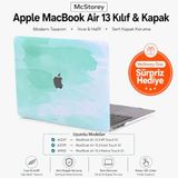 McStorey MacBook Air 13 İnç Kılıf A2337 M1 A2179 A1932 Uyumlu Hard Case Sert Kapak Suluboya Desenli UV Baskılı Koruyucu Kılıf İnce Hafif Laptop Kılıfı Açık Yeşil