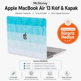 McStorey MacBook Air 13 İnç Kılıf A2337 M1 A2179 A1932 Uyumlu Hard Case Sert Kapak Suluboya Desenli UV Baskılı Koruyucu Kılıf İnce Hafif Laptop Kılıfı Turkuaz
