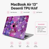 McStorey MacBook Air 13 İnç Kılıf Uyumlu A1466 A1369 Çiçek Desenli TPU Kapak İnce Hafif Darbe Önleyici Mat Yüzey UV Lazer Baskı Tam Uyumlu Koruyucu Pembe