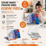 McStorey MacBook Air 13 İnç M1 A2337 Şeffaf Kılıf, Kristal Hard Case 3'lü Premium Koruma Seti, 3M Brain Tasarım Sticker + USB-C USB Adaptör, İnce Hafif Darbe ve Çizilme Korumalı, Tam Uyum Beyaz