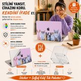 McStorey MacBook Air 13 İnç M1 A2337 Şeffaf Kılıf, Kristal Hard Case 3'lü Premium Koruma Seti, 3M Cats Tasarım Sticker + USB-C USB Adaptör, İnce Hafif Darbe ve Çizilme Korumalı, Tam Uyum Açık Pembe