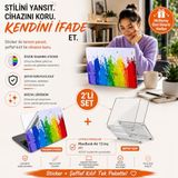 McStorey MacBook Air 13 İnç M1 A2337 Şeffaf Kılıf, Kristal Hard Case 3'lü Premium Koruma Seti, 3M Rainbow Tasarım Sticker + USB-C USB Adaptör, İnce Hafif Darbe ve Çizilme Korumalı, Tam Uyum
