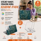 McStorey MacBook Air 13 İnç M1 A2337 Şeffaf Kılıf, Kristal Hard Case 3'lü Premium Koruma Seti, 3M Van Gogh Sticker + USB-C USB Adaptör, İnce Hafif Darbe ve Çizilme Korumalı, Tam Uyum Açık Yeşil