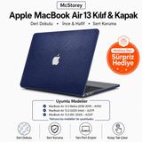 McStorey MacBook Air 13 Kılıfı A2337 M1 A2179 A1932 Uyumlu Premium Timsah Desenli Deri Dokulu Hard Case Sert Koruyucu Kapak İnce Hafif Çizilme Darbe Koruma Lacivert