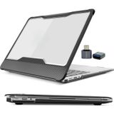 McStorey MacBook Air A1932 Uyumlu 13 İnç Outdoor Karbon Fiber Sert Kapak Darbe Emici Şeffaf Koruma Siyah