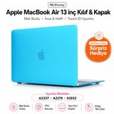 McStorey MacBook Air M1 Kılıf A2337 Uyumlu 13 İnç Mat Sert Kılıf A2179 A1932 Parmak İzi Bırakmayan Koruyucu Hard Case Kapak Açık Mavi