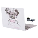McStorey MacBook Air M1 Kılıfı 13 İnç A2337 A2179 A1932 Uyumlu Sert Kapak Hard Case Koruyucu Kılıf Gözlüklü Pug Köpek Desenli UV Baskılı Çizilme Önleyici Pembe