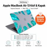 McStorey MacBook Air M1 Kılıfı 13 İnç A2337 A2179 A1932 Uyumlu Sert Kapak Hard Case Koruyucu Kılıf MacBook Air 13 İnç Kılıfı Çizilmez Darbe Koruyucu Mat Baskılı Çiçek Desenli Açık Yeşil