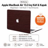 McStorey MacBook Air M1 Kılıfı A2337 Uyumlu 13 İnç Premium Ahşap Desenli Soft Touch Hard Case A2179 A1932 Sert Koruyucu Kapak Çizilme ve Darbe Koruma Kahverengi