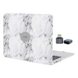 McStorey MacBook Air M1 Kılıfı A2337 Uyumlu 13 İnç Premium Deri Kaplama Mermer Desenli Hard Case A2179 A1932 Sert Koruyucu Kapak Çizilme ve Darbe Koruma Kılıfı Beyaz