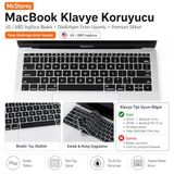 McStorey MacBook Pro 13 A1708 ve MacBook 12 A1534 Klavye Koruyucu US İngilizce Baskılı Silikon Klavye Kılıfı Ultra İnce Toz Sıvı Koruma Yıkanabilir Klavye Koruyucu Siyah Şeffaf