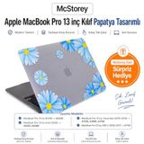 McStorey MacBook Pro 13 Çiçek Desenli Kılıf A1706 A1708 A1989 A2159 A2251 A2289 A2338 M1 M2 Uyumlu Baskılı Kristal Sert Kılıf Koruyucu Kapak Açık Mavi