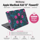 McStorey MacBook Pro 13 Çiçek Desenli Kılıf A1706 A1708 A1989 A2159 A2251 A2289 A2338 M1 M2 Uyumlu Baskılı Kristal Sert Kılıf Koruyucu Kapak Pembe Mavi
