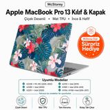 McStorey MacBook Pro 13 Çiçek Desenli Kılıf A1706 A1708 A1989 A2159 A2251 A2289 A2338 M1 M2 Uyumlu TPU Sert Kılıf İnce Hafif Koruyucu Kapak Yeşil