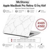 McStorey MacBook Pro 13 İnç Kılıf A1425 A1502 Uyumlu Sert Kapak Hard Case Koruyucu Retina 13 Laptop Kılıfı Siyah Mermer Desenli İnce Hafif Tam Koruma Beyaz