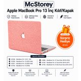 McStorey MacBook Pro 13 İnç Kılıf A2338 M1 M2 Uyumlu Kumaş Kaplama Sert Koruyucu Hard Case A1706 A1708 A1989 A2159 A2251 A2289 Açık Pembe