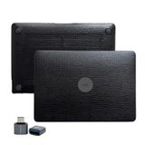 McStorey MacBook Pro 13 inç Kılıfı A1708 A1706 A1989 A2159 A2251 A2289 A2338 M1 M2 Uyumlu Sert Kapak Timsah Desenli Deri Dokulu 360° Koruma Siyah