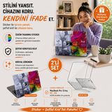 McStorey MacBook Pro 13 İnç Kristal Parlak Şeffaf Sert Kılıf Hard Case A2338 M1 M2 A2251 A2289 Uyumlu + Beyin Desenli 3M Sticker + Şeffaf Klavye Koruyucu 3'lü Set Gri