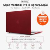 McStorey MacBook Pro 13 İnç M1 M2 Kılıf A2338 Uyumlu | Mat Sert Koruyucu Kapak Hard Case | A1706 A1708 A1989 A2159 A2251 A2289 Uyumlu İnce Hafif Buzlu Laptop Kılıfı Bordo