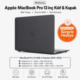 McStorey MacBook Pro 13 İnç M1 M2 Kılıf A2338 Uyumlu | Mat Sert Koruyucu Kapak Hard Case | A1706 A1708 A1989 A2159 A2251 A2289 Uyumlu İnce Hafif Buzlu Laptop Kılıfı Siyah