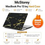 McStorey MacBook Pro 13 Mermer Desenli Kılıf A1706 A1708 A1989 A2159 A2251 A2289 A2338 M1 M2 Uyumlu Baskılı Sert Kılıf İnce Hafif TPU Koruyucu Kapak Siyah